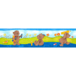 A. s. creations - frise papier peint  motif pour chambre d'enfant frise tapisserie jaune, vert, bleu ...