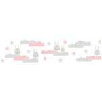 A. s. creations - frise tapisserie pour chambre frise tapisserie rose avec des lapins et des nuages frise ...