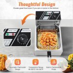 Friteuse en acier inoxydable 2500 w avec temp�rature r�glable avec �gouttoir � huile et couvercle, friteuse ...