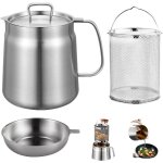 Friteuse acier inoxydable 304 avec mailles filtre fines & filtrant panier, marmite huile multifonctionnelle ...