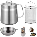 Friteuse acier inoxydable 304 avec mailles filtre fines & filtrant panier, marmite huile multifonctionnelle ...