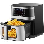 Friteuse à air, capacité de 8 litres, 1700 w, avec fenêtre transparente et écran tactile - noir Friteuse à air, capacité de 8 litres, 1700 w, avec fenêtre transparente et écran tactile - noir