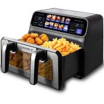 Friteuse  air chaud double panier 9 l xxl 2200w friteuse  air multifonction programmes automatiques ...