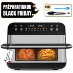 Friteuse  air chaud double zone 10l 2400w, sans huile, contrle indpendant, cran tactile led, fentre ...