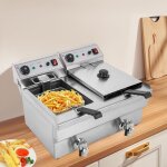 Friteuse �lectrique commerciale professionnelle avec 2 paniers et robinet syst�me d'�coulement thermostat ...