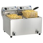 Friteuse electrique haut rendement et robinets de vidange 7, 2 kw - 2 x 10 litres - casselin