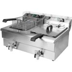 Friteuse professionnelle 2 x 12 l avec robinet de vidange, 2 x 5000 w, 550 x 730 x 400 mm, 380 - 400 ...