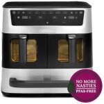 Friteuse sans huile cuisinart - airfryer aft13xsse - capacit 13, 6l - double cuves + 1 tiroir - noir ...