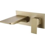 Fro robinet mural salle de bain cascade, mitigeur mural lavabo robinet cascade mural en laiton (or bross�) ...