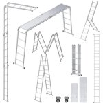 Froadp �chelle multifonction 6 en 1 pliable - en aluminium - avec 2 roulettes et plateforme - charge ...