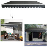 Froadp store banne r�tractable avec � bras articul�, �tanche, 360x300cm, gris fonc�