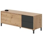 Frs - meuble tv 130 cm brooklyn color nodi chne et gris anthracite style industriel