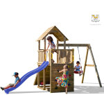 Fungoo aire de jeux carol 3 avec plateforme double, rampe d'accés avec corde, toboggan bleu, mur d'escalade, ... Fungoo aire de jeux carol 3 avec plateforme double, rampe d'accés avec corde, toboggan bleu, mur d'escalade, ...