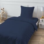 Housse de couette en coton 57 fils unie bleu 140x200cm