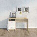 Fwstyle - bureau linaire  trois tiroirs, couleur chne blanc, dimensions 120 x 72 x 48 cm