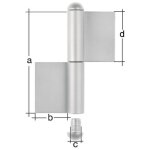 Gah - charni�re typ k04 2 unit�s. pour souder t�te ronde en acier inoxydable 180 / 50 / 14 / 90mm g