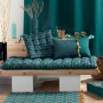 Galette de chaise art dco bleu 35x35 cm