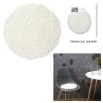Galette chaise imit fourrure bouclee ecru 34cm