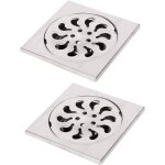 Galozzoit - 2pcs siphon de sol acier inoxydable, grille de douche carre filtre de douche drain de douche ...