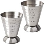 Galozzoit - cocktail jiggers en acier inoxydable, 2, 5 oz, 75 ml, 5 cuillères à soupe, paquet de 2 Galozzoit - cocktail jiggers en acier inoxydable, 2, 5 oz, 75 ml, 5 cuillères à soupe, paquet de 2
