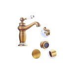Galozzoit - rtro mitigeur robinet de lavabo laiton cramique vier robinet bleu et blanc en porcelaine ...