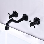 Galozzoit - robinet mitigeur mural pour lavabo de salle de bain 3 trous - couleur noir