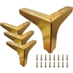 Gambe per mobili da 4 pollici, set di 4 gambe per mobili in metallo, gambe triangolari moderne, oro di ...