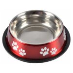 Gamelle antid�rapante chien & chat 'pattes' 21cm rouge