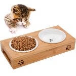 Gamelle ceramique chat, gamelle chat bambou gamelle anti glouton chats gamelle chat double gamelle pour ...