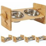 Bingopaw - gamelle chat sureleve, gamelle chien surelevee avec bol inox support en bambou rglable en ...