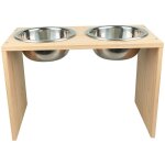 Haloyo - gamelle pour chiens et chats, avec support en bambou, station d'alimentation, 2 bols en acier ...