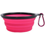 Gamelle pour chien en silicone, pliable, id�ale pour les voyages, rose