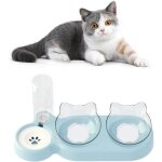 Gamelle double chat sur�lev�e avec distributeur d'eau - bol r�glable avec support pour nourriture, �vite ...