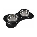 Gamelle double pour chien  forme os  45cm noir