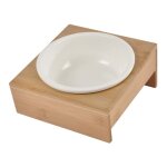 Gamelle surleve pour chien et chat - support en bois et bol cramique