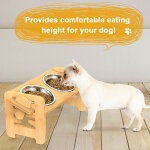 Gamelles sur�lev�es - pour chiens et chats - supports sur�lev�s en bambou avec 2 gamelles d'eau et de ...