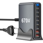 Gan iii chargeur 8 en 1 et 670 w usb c, chargeur rapide multiple avec 6 ports usb - c + 2 ports usb - ...