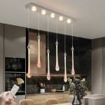 Ganeed ? suspension led moderne dimmable 43w ? 6 lumi�res en verre goutte d'eau ? longueur 90 cm ? luminosit� ...