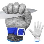 Gants anti - coupure niveau 9, protection cuisine et hu�tre, maille acier inoxydable pour boucher, d�coupe ...
