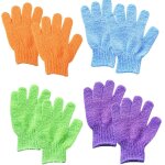 Gants bain exfoliants lot de 4 paires, double face, soins visage et corps, accessoires douche