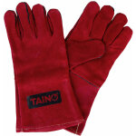 Gants pour barbecue cuir rsistant  la chaleur avec doigts taille universelle rouge - taino