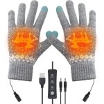 Gants chauffants usb pour hommes et femmes, gants chauffants d'hiver, gants chauffants tricot�s avec ...