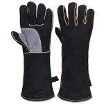 Gants en cuir ignifuges haute température avec coutures en kevlar, parfaits pour cheminée, cuisinière, ... Gants en cuir ignifuges haute température avec coutures en kevlar, parfaits pour cheminée, cuisinière, ...