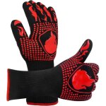 Gants de cuisine gant barbecue rsistant  la chaleur et antidrapants rouge aramide coton 800c universel ...