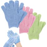 Gant de douche exfoliante gant corps a gommage gants de bain lot de 6 (blue + green + pink)
