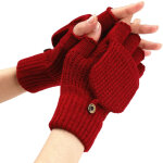 Gants d'hiver pour femmes, gants convertibles sans doigts en maille, gants en laine, gants thermiques ...