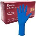 Gants en latex bleus haute performance mercator ambulance, taille xl, lot de 50