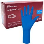 Gants en latex bleus mercator ambulance haute risque, lot de 50
