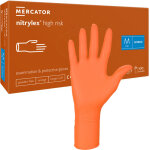 Gants en nitrile orange mercator nitrylex high risk m, 100 unit�s