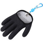 Gant de p�che en caoutchouc antid�rapant pour main gauche ou droite avec mousqueton et cordon (noir, ...